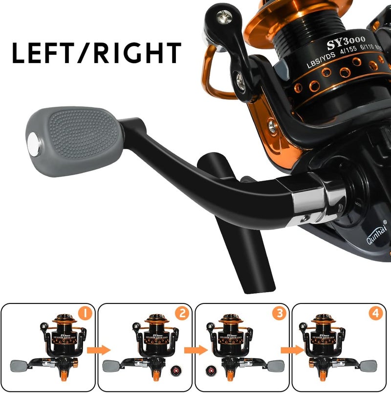 QINGLER Summer and Centron Spinning Reels, 12 +1 BB Light Weight & Ultra Smooth Reel for Ice/Summer 3000/1000 Fishing Reel by - Image 5
